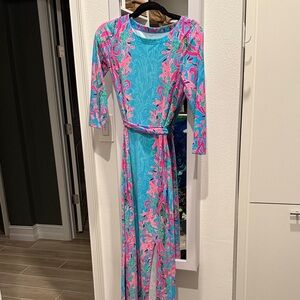 Lilly Pulitzer Blue and Pink Maxi Dress